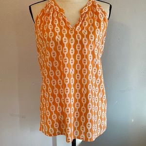 Tara Michelle Womens Orange White Tank Top Blouse (M)